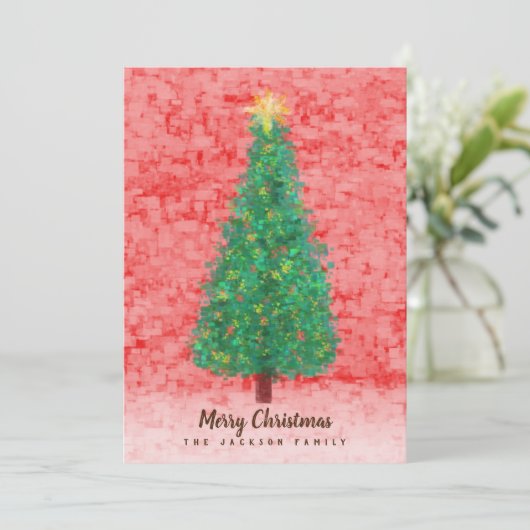 Abstracte kerstbomen in kleurrijke pixels kaart (Staand voorkant)