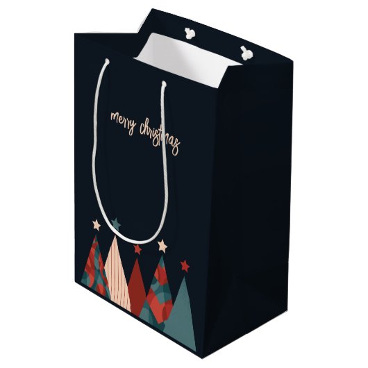 Abstracte kerstbomen medium cadeauzakje (Achterkant Gekanteld)