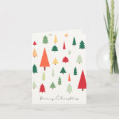 Abstracte kerstbomen noordse kerst feestdagen kaart (Voorkant)