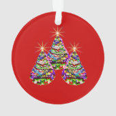 Abstracte kerstbomen ontwerpen op rood ornament (achterkant)
