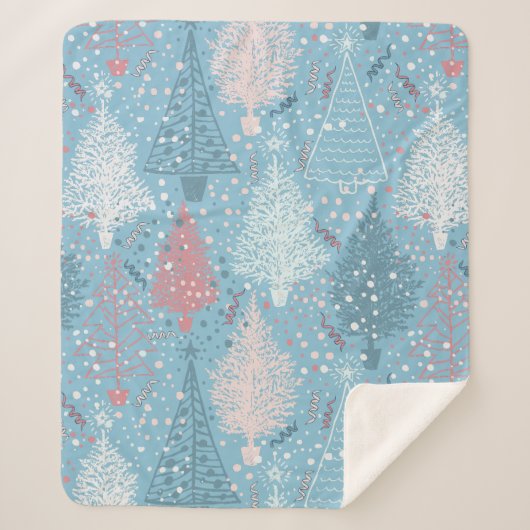 Abstracte kerstbomen Pattern 2 Sherpa Blanket Deken (Voorkant)