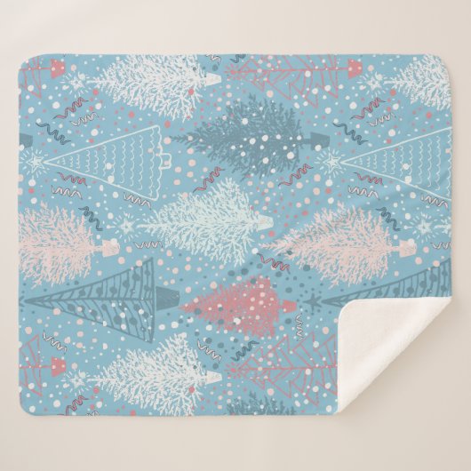 Abstracte kerstbomen Pattern 2 Sherpa Blanket Sherpa Deken (Voorkant (horizontaal))