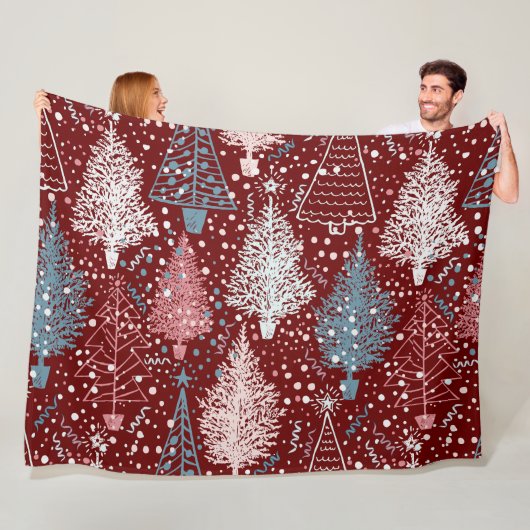 Abstracte kerstbomen Pattern 3 Fleece Blanket (In situ)