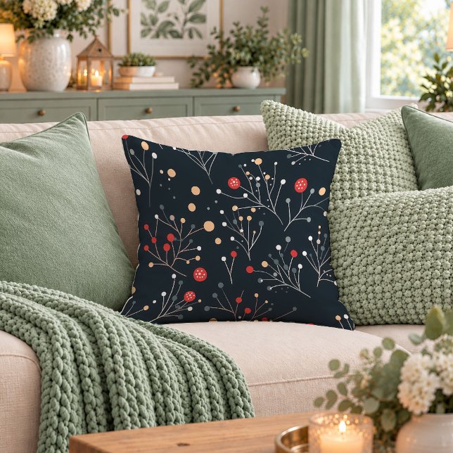 Abstracte kerstbomen Rood Groen Worp Kussen Ar (Abstract Christmas Trees Red Green Throw Pillow Art)