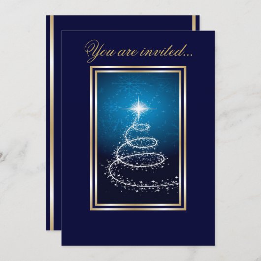 Abstracte kerstboom blauw kaart (Voorkant / Achterkant)
