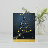 Abstracte Kerstboom Blauw Merry Bright Folie Feestdagen Briefkaart (Staand Voorkant)