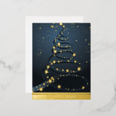 Abstracte Kerstboom Blauw Merry Bright Folie Feestdagen Briefkaart (Voorkant / Achterkant)
