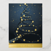 Abstracte Kerstboom Blauw Merry Bright Folie Feestdagen Briefkaart (Voorkant)