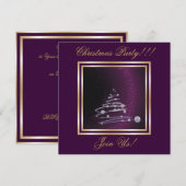 Abstracte kerstboom feest paarse uitnodiging (Voorkant / Achterkant)