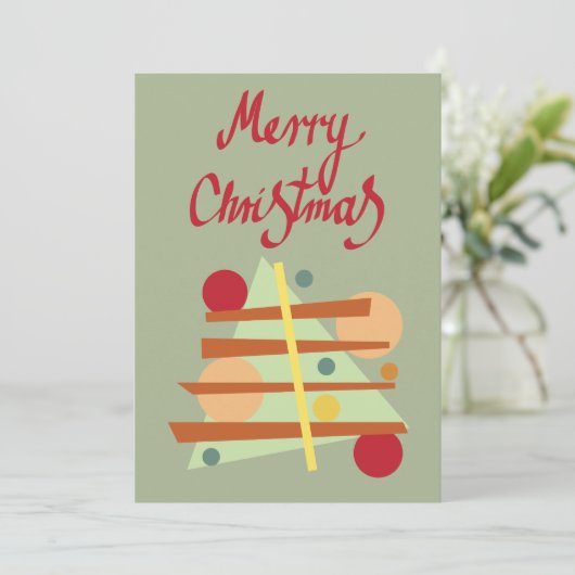 Abstracte kerstboom feestdagenkaart (Staand voorkant)