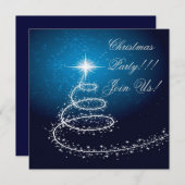 Abstracte kerstboom feestuitnodiging blauw kaart (Voorkant / Achterkant)