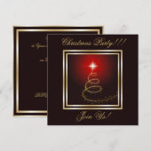 Abstracte kerstboom feestuitnodiging rood kaart (Voorkant / Achterkant)