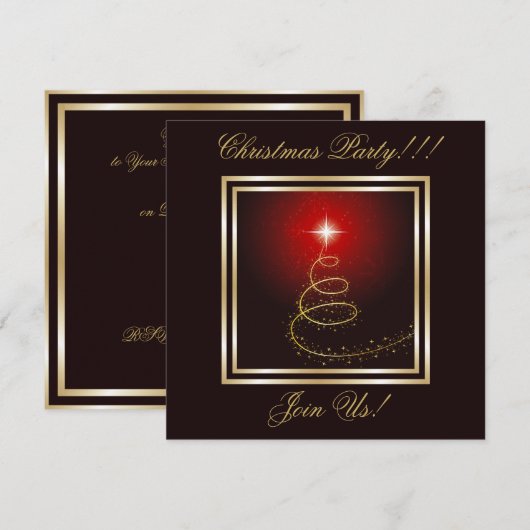 Abstracte kerstboom feestuitnodiging rood kaart (Voorkant / Achterkant)