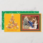 Abstracte Kerstboom Foto met Rode en Groene Glitte Feestdagenkaart (Voorkant / Achterkant)