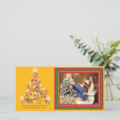 Abstracte Kerstboom Foto met Rode en Groene Glitte Feestdagenkaart (Staand voorkant)