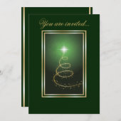 Abstracte kerstboom gloeiend groen kaart (Voorkant / Achterkant)