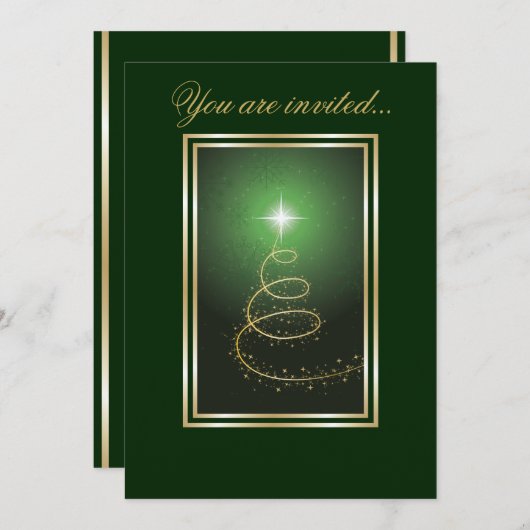 Abstracte kerstboom gloeiend groen kaart (Voorkant / Achterkant)