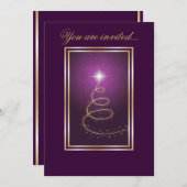 Abstracte kerstboom gloeiend paarse kaart (Voorkant / Achterkant)