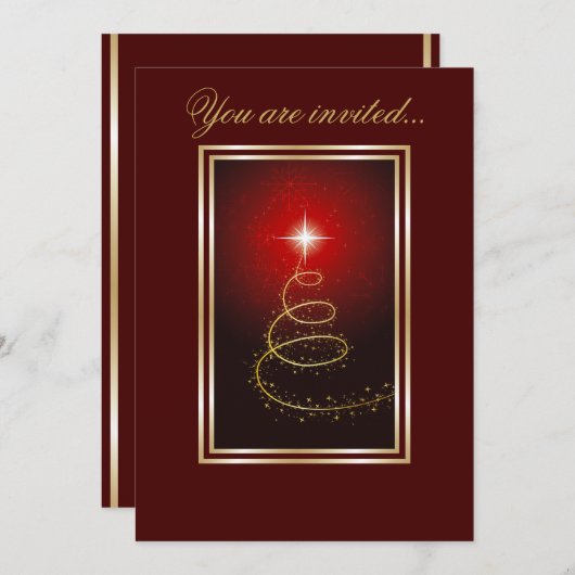 Abstracte kerstboom gloeiend rood kaart (Voorkant / Achterkant)