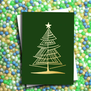 Abstracte kerstboom illustratie goudfolie folie feestdagenkaart