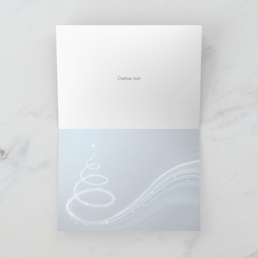 Abstracte kerstboom in wit en blauw feestdagen kaart (Binnen)