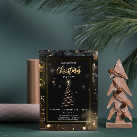 Abstracte kerstboom kerstuitnodiging kaart