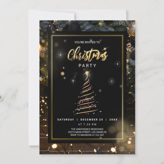 Abstracte kerstboom kerstuitnodiging kaart (Voorkant)