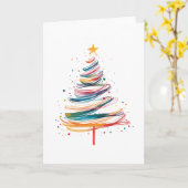 Abstracte kerstboom kleurrijke penseelstreek kaart (Gele Bloem)