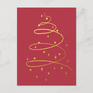 Abstracte kerstboom met mousserend goud feestdagenkaart