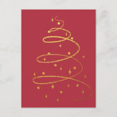 Abstracte kerstboom met mousserend goud feestdagenkaart (Voorkant)