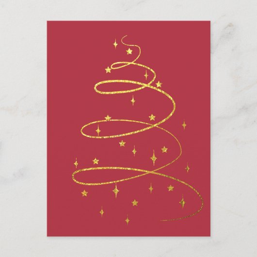 Abstracte kerstboom met mousserend goud feestdagenkaart (Voorkant)