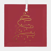 Abstracte kerstboom met mousserend goud glas ornament (Achterkant)