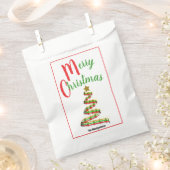 Abstracte kerstboom met rode en groene typografie bedankzakje (Geknipt)