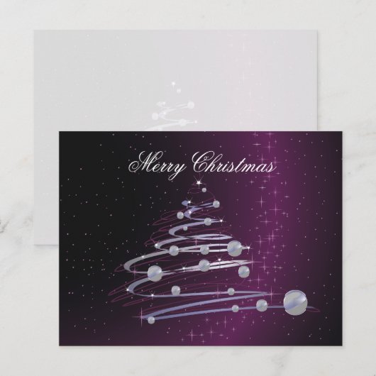 Abstracte Kerstboom op Paars Briefkaart (Voorkant / Achterkant)