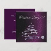 Abstracte kerstboom Paarse feestuitnodiging Kaart (Voorkant / Achterkant)
