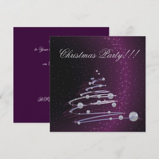Abstracte kerstboom Paarse feestuitnodiging Kaart (Voorkant / Achterkant)