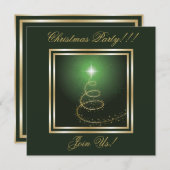 Abstracte Kerstboom Party Uitnodiging groen (Voorkant / Achterkant)