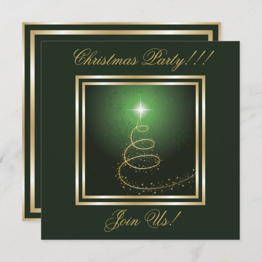 Abstracte Kerstboom Party Uitnodiging groen (Voorkant / Achterkant)
