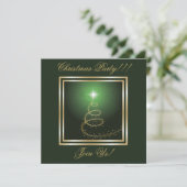 Abstracte Kerstboom Party Uitnodiging groen (Staand voorkant)