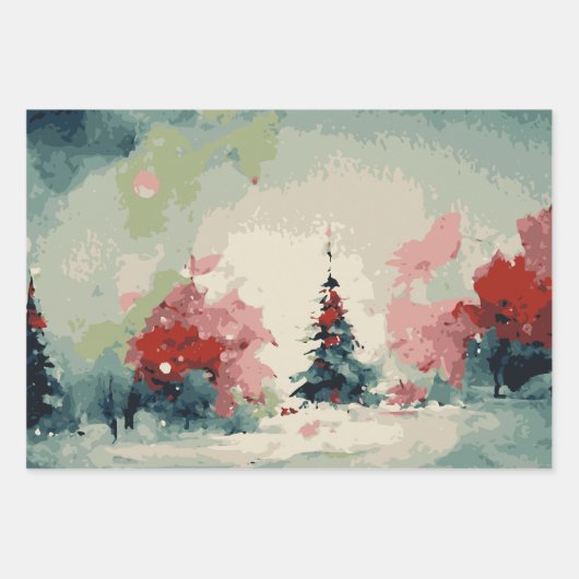 Abstracte kerstboom set 1 inpakpapier vel (Voorkant 3)