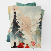 Abstracte kerstboom set 2 inpakpapier vel (In situ)