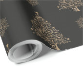 Abstracte Kerstboom Sneeuwvlok Zwarte Achtergrond Cadeaupapier (Rol Hoek)