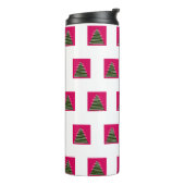 Abstracte kerstboom thermische tumbler thermosbeker (Gedraaid links)