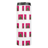 Abstracte kerstboom thermische tumbler thermosbeker (Achterkant)