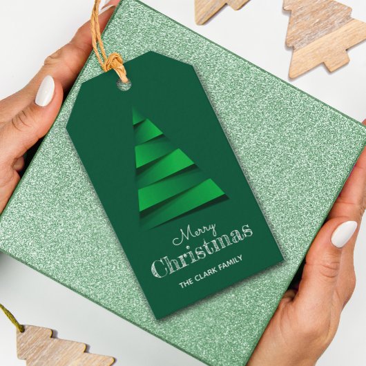 Abstracte Kerstboom Vakantiedeelnamecadeau Cadeaulabel