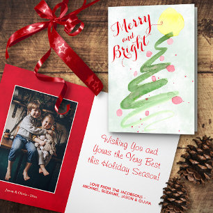 Abstracte kerstboom voor Waterverf Feestdagen Kaart