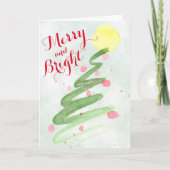 Abstracte kerstboom voor Waterverf Feestdagen Kaart (Voorkant)