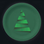 Abstracte kerstboomfeestdag papieren bordje<br><div class="desc">Stijlvolle,  moderne abstracte kerstboom op groene achtergrond,  leuke papieren borden voor uw kerstfeest. Punten in onze winkel koppelen.</div>