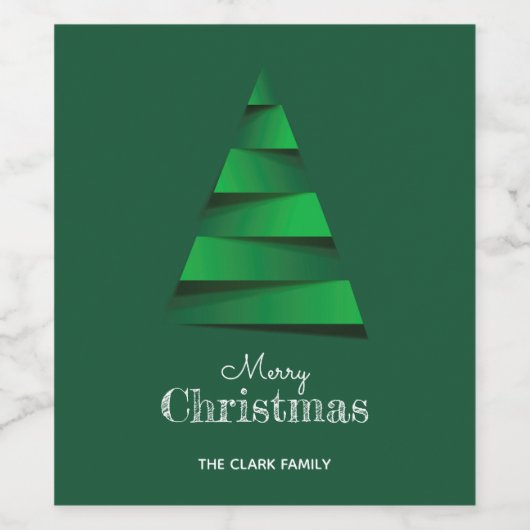 Abstracte kerstboomfeestdag wijn etiket (Enkel label)