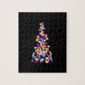 Abstracte kerstboomverlichting op Solid Black Legpuzzel (Verticaal)